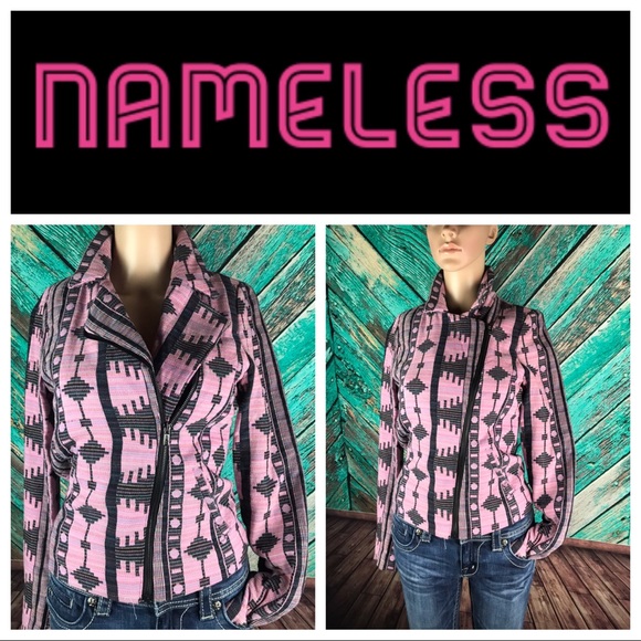 Nameless Jackets & Blazers - Nameless Brand Pink & Black Moto Jacket